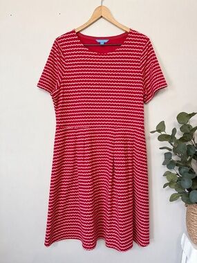 Draper James XXL Red White Stripe Fit Flare Dress Plus Size Pockets